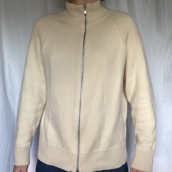 C.P. Company Zippered Cashmere Cardigan Jacket Men Cream L - Picture 2 of 8